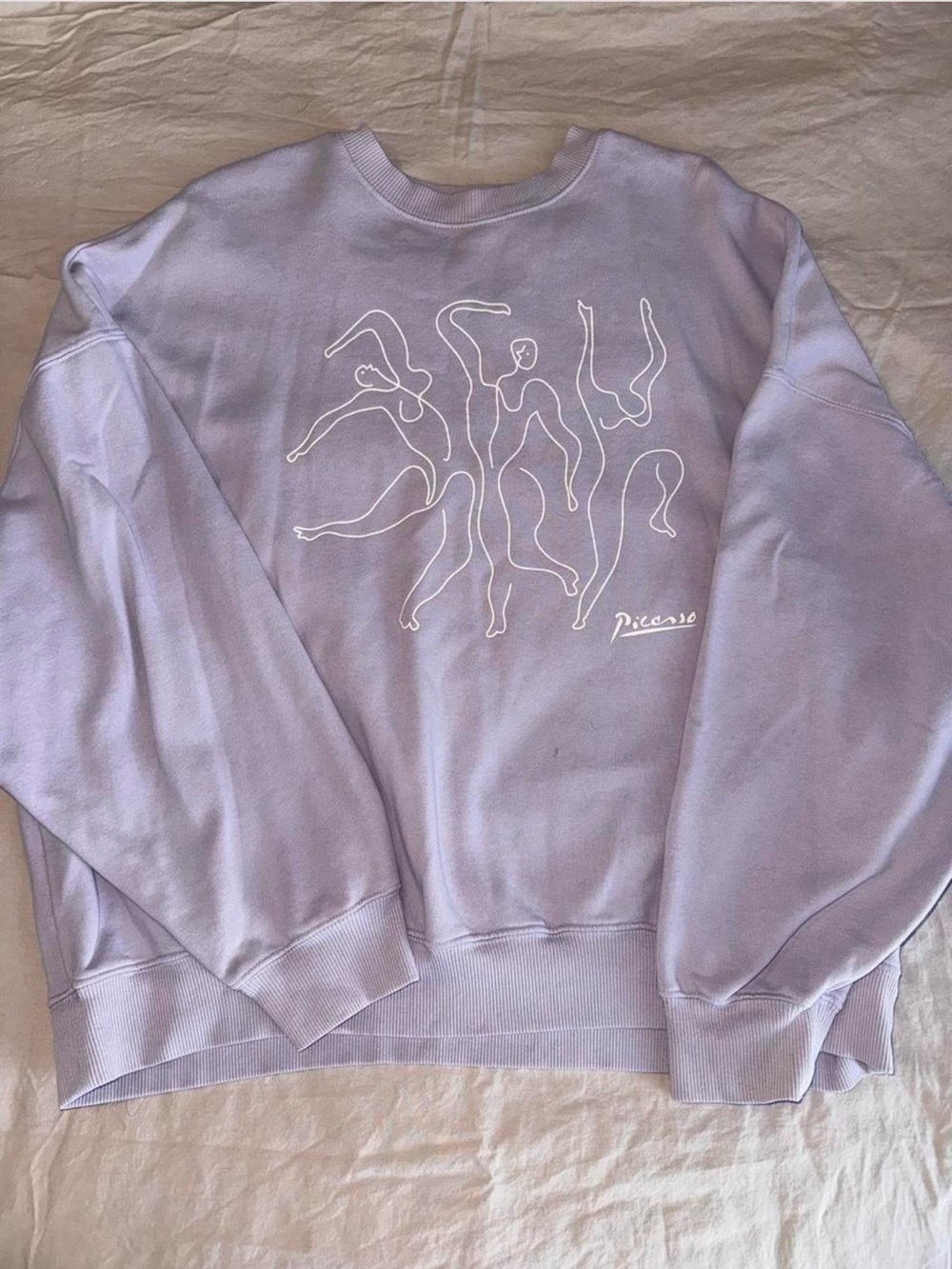 PacSun Lavender Crewneck Sweatshirt with White Line Art